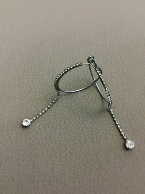 Hoop earrings with rhinestones like new, silver