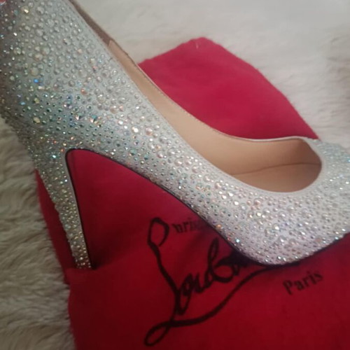 Christian Louboutin pumps new with Swarovski crystals silver size 40