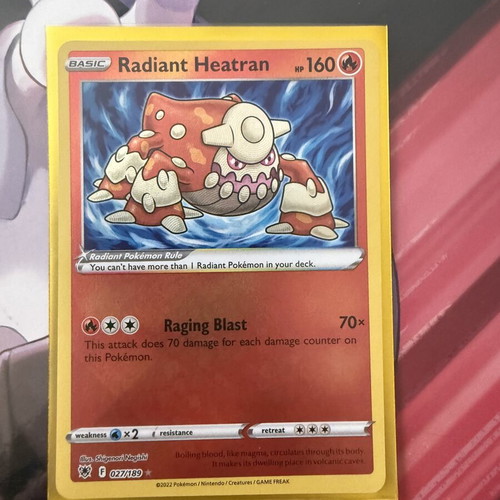 Radiant Heatran Pokemon Card new, Astral Radiance 027/189
