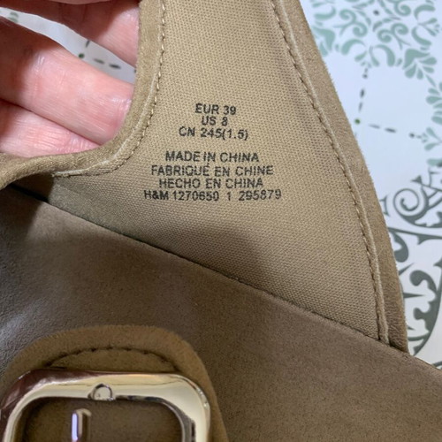 H&M slippers size 39, beige synthetic suede