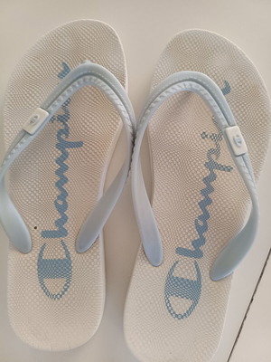Champion women's flip-flops like new, size 39, white and light blue