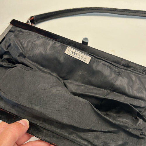 Vintage velvet handbag like new, black and purple