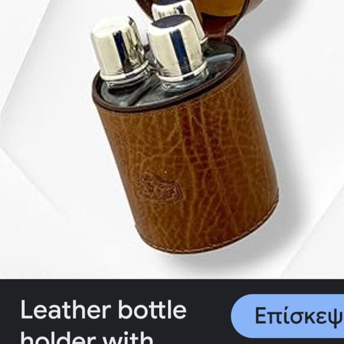 Flask with leather case like new and three bottles