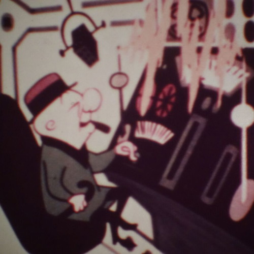 Super 8mm film "Destination Magoo" used, color, sound animation