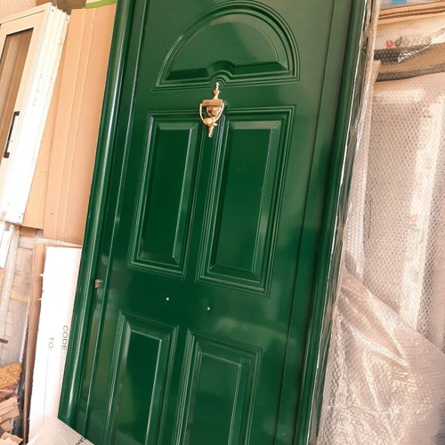 Aluminum exterior door new, cypress color, 1m x 2.20m with multipoint lock