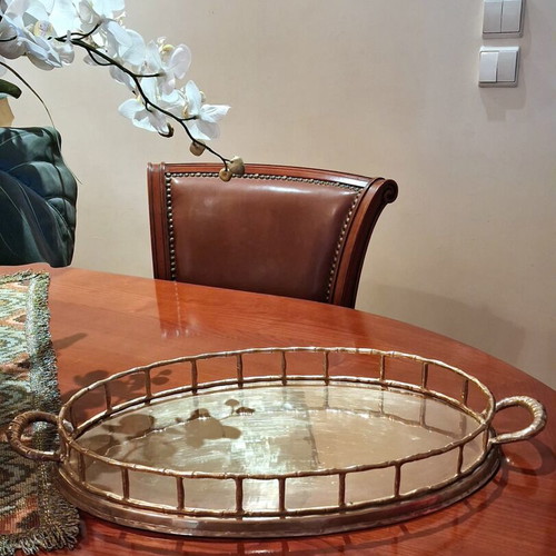 Vintage Faux Bamboo Hollywood Regency Serving Tray like new