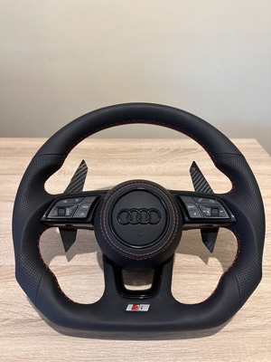 Τιμόνι Audi s-line καινούργιο με δέρμα nappa και carbon λεβιέδες