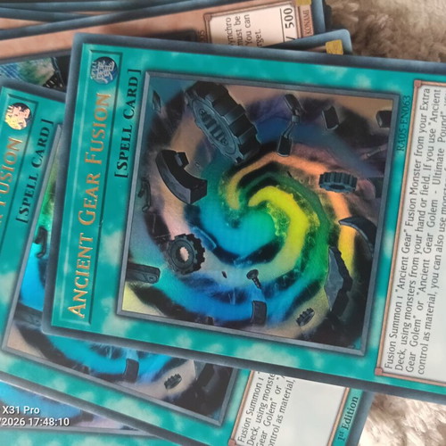 Yu-Gi-Oh Ancient Gear Fusion card like new, ultra rare