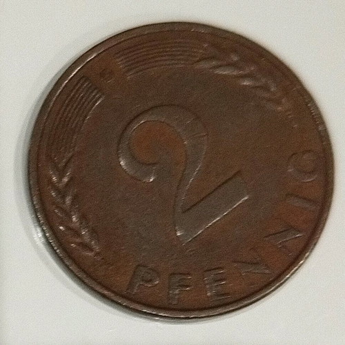 2pfennig coin West Germany 1961 used, bronze