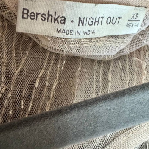 Bershka mesh top with silver beads and fringe like new, size XS