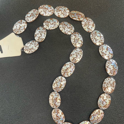 Statement long necklace with silver-brown beads new