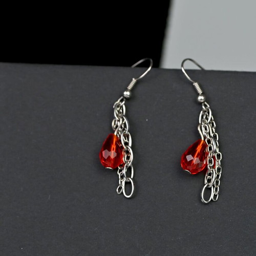 Necklace and earrings set custom made with red elements