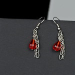 Necklace and earrings set custom made with red elements
