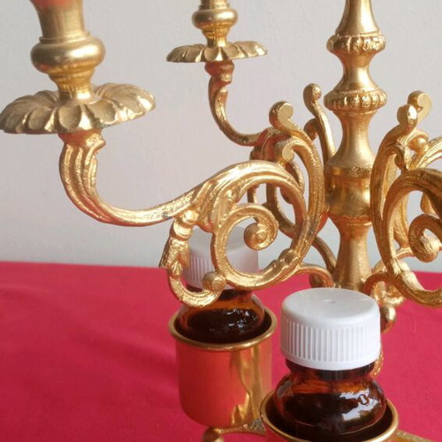 Pentakero Artoklasias candleholder, gold-plated brass, vintage
