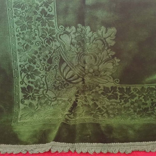 Velvet tablecloth like new in deep green shade