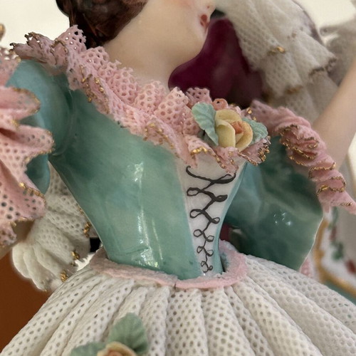 Friedrich Wilhelm Wessel German porcelain Dresden lace figurine couple