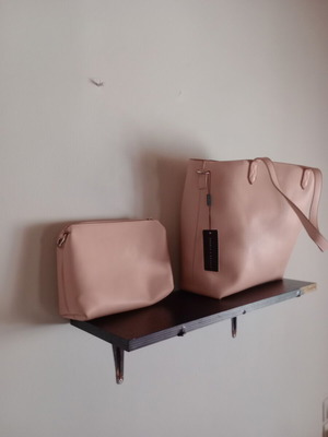 Ros large handbag with small pouch new, pink leather