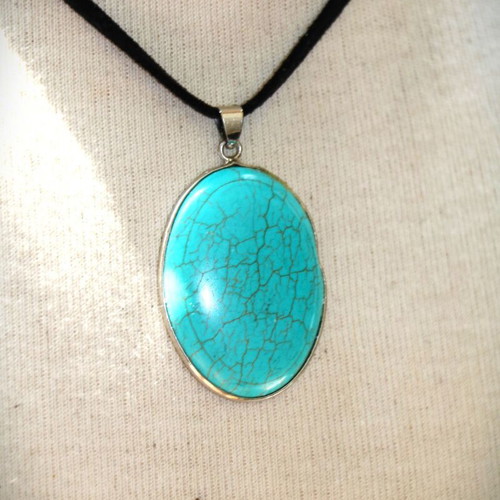 Turquoise Pendant 925 Sterling Silver Navajo Indian New