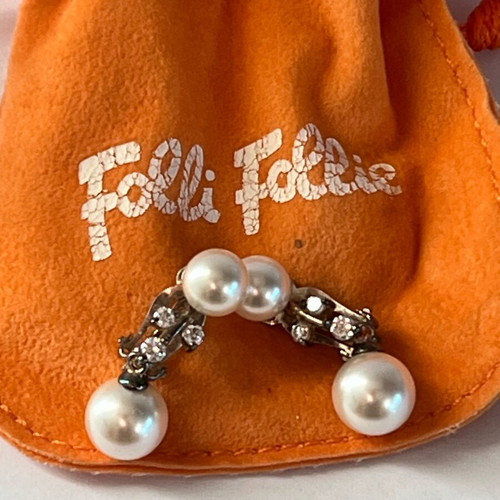 Folli Follie Earrings 925 silver like new with clip