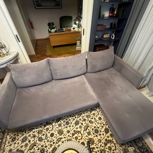 Sato Lucca corner sofa gray velvet like new