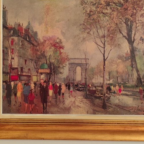 F. Claver Arc de Triomphe Paris oil painting with frame