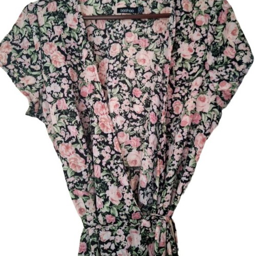 Boohoo Long Pink Floral Dress Like New, Size L