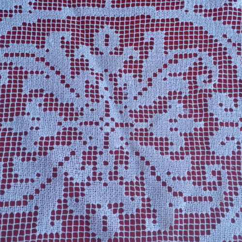 Oval filet lace doily handmade vintage 1950s from Tinos