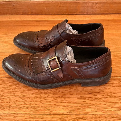 Single monk leather loafers like new, brown, size 44