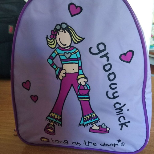 Girls' bag new, backpack, purple with child design