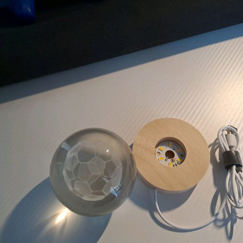 Illuminated crystal ball 3D football design like new