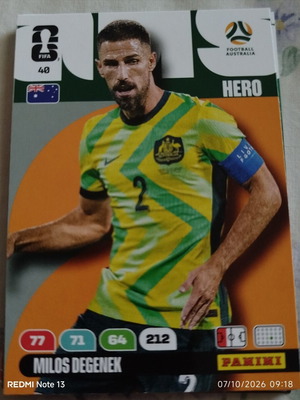Panini Adrenalyn XL FIFA World Cup 2026 κάρτα Hero Milos Degenek Νο 40