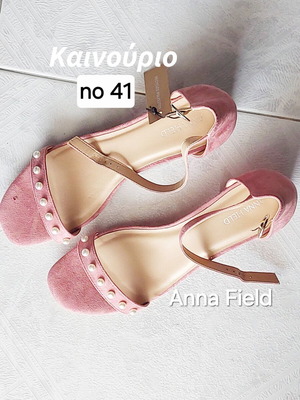 Πέδιλα Anna Field ροζ σουέτ καινούργια με πέρλες, νούμερο 41