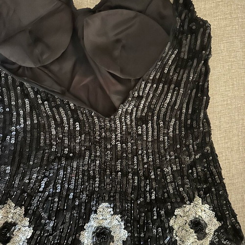 Italian evening dress with sequins like new, size M-L, black and white