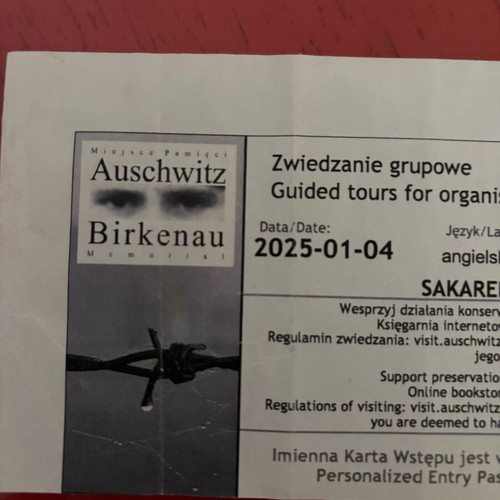 Auschwitz collectible ticket like new