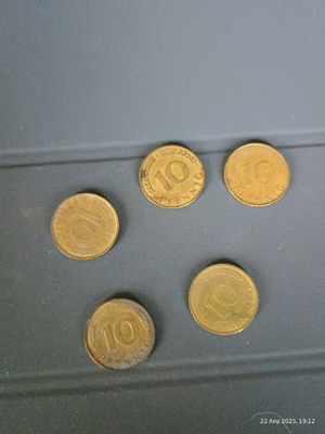 Pfennig coins used, pack of 5 pieces