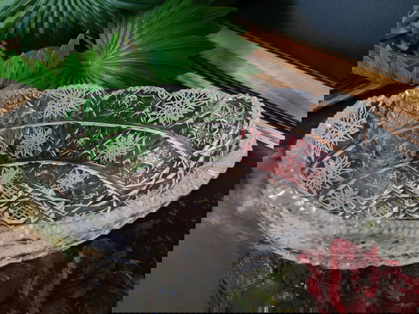 Heavy Crystal cut  fruit bowl - gondola shape.