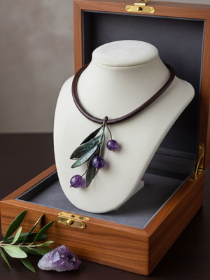 Choker with olive branch and amethyst new
