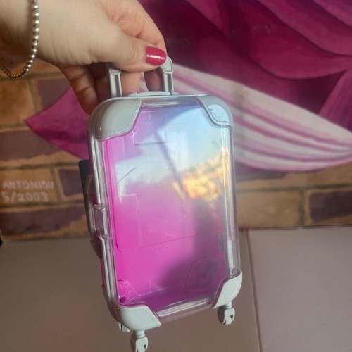 Fuchsia Kids Suitcase Pencil Case and Jewelry Organizer Miniature