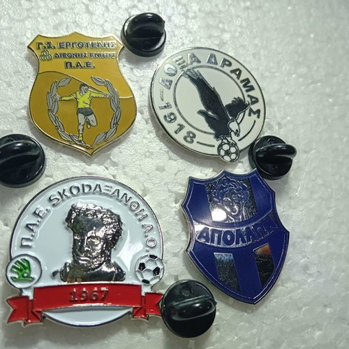 Football collectible pins new, Ergotelis, Doxa Dramas, Skoda Xanthi, Apollon Athens