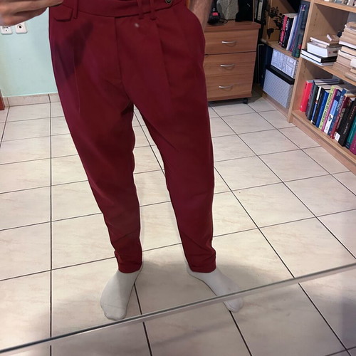 Pants with pleats used, red, size M