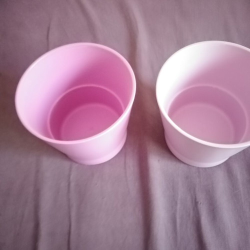 IKEA ceramic flowerpot set two soft pink colors new