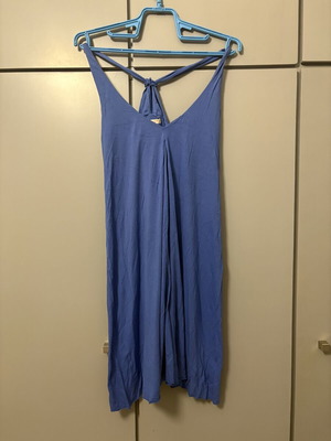 Rouge Paris blue summer dress with V neckline and back knot, size M