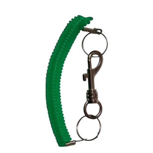 Vintage keychain 80s spiral elastic green new collectible