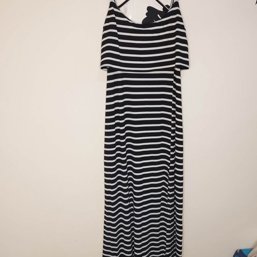 Exes striped long elastic dress size M like new, black and white