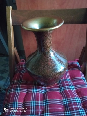 Cloisonné vase used, ceramic brown with gold color