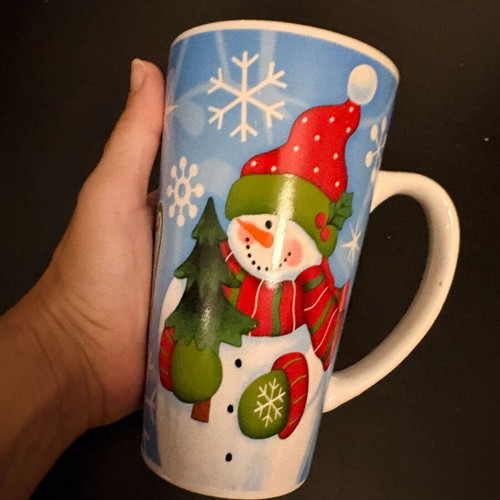 Large Christmas mug "Let it Snow" with snowman
