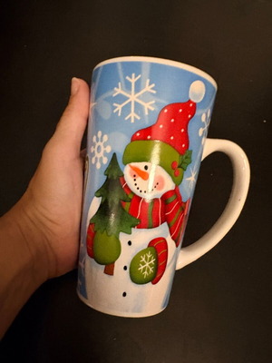 Large Christmas mug "Let it Snow" with snowman
