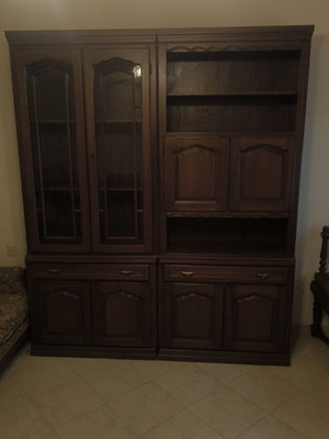 Living room display cabinet made of walnut wood