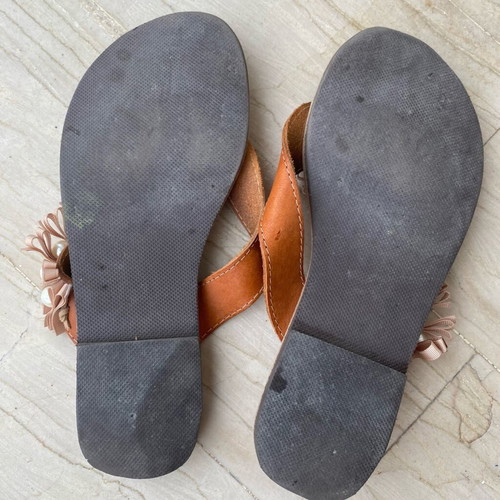 Handmade leather slippers used, size 38