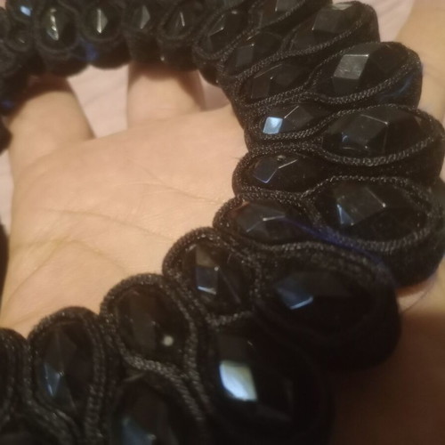Choker necklace new, black knitted with stones